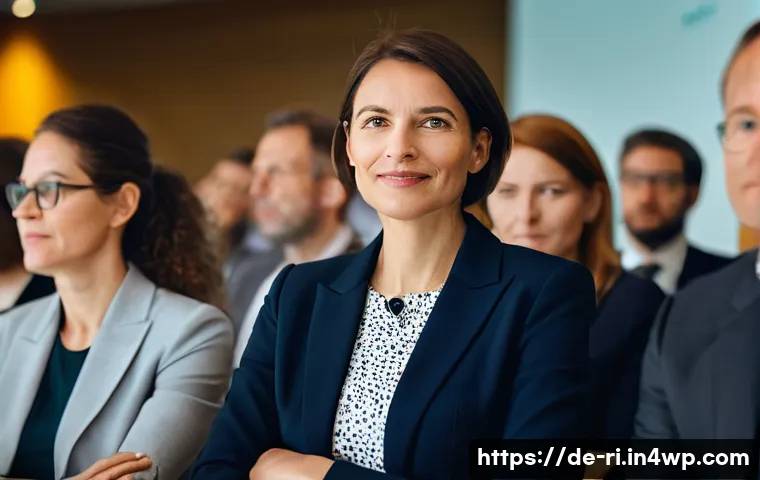 성과를 위한 스토리 기반 프레젠테이션 - **Prompt:** A diverse group of business professionals, both men and women ranging from their late 30...