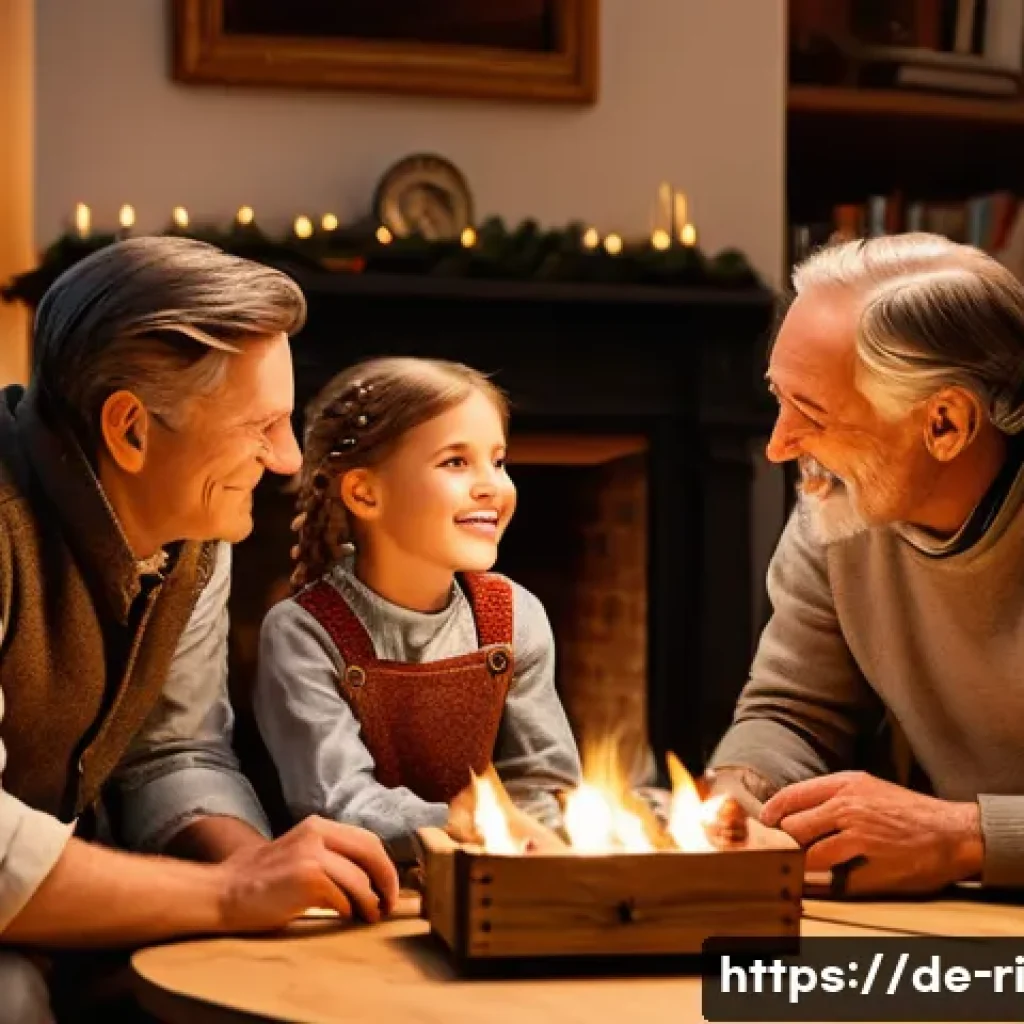 스토리텔링의 문화적 배경 - A warm, intimate family scene set in a cozy German living room during an evening gathering, with mul...