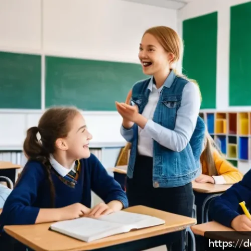 Home 17 스토리 기반 학습에서의 참여 유도 - A lively classroom scene in a modern German school, where a diverse group of attentive students are ...